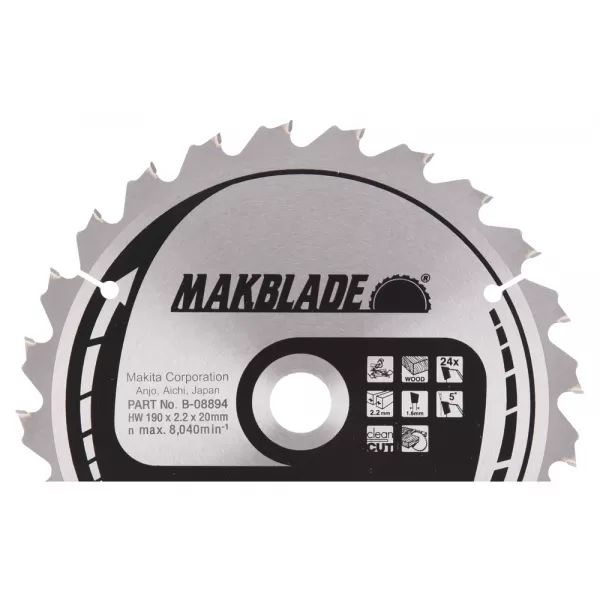 Kotouč pilový dřevo MAKBLADE 190x2.2x20mm 24Z Makita B-08894