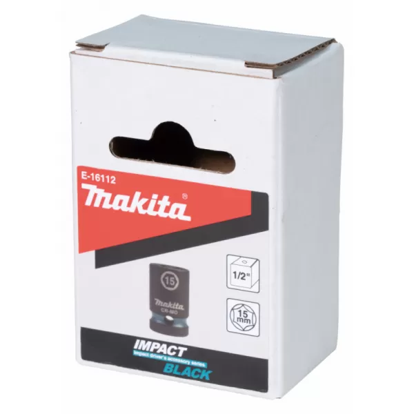 Klíč nástrčný 1/2", čtyřhran, IMPACT BLACK, 15mm Makita E-16112