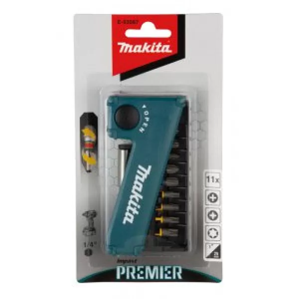 Sada torzních bitů 1/4" Impact Premier 11 ks v plastové krabičce Makita E-03567