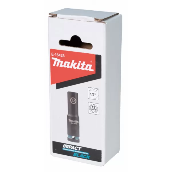 Klíč nástrčný prodloužený 1/2", čtyřhran, IMPACT BLACK, 12mm Makita E-16433