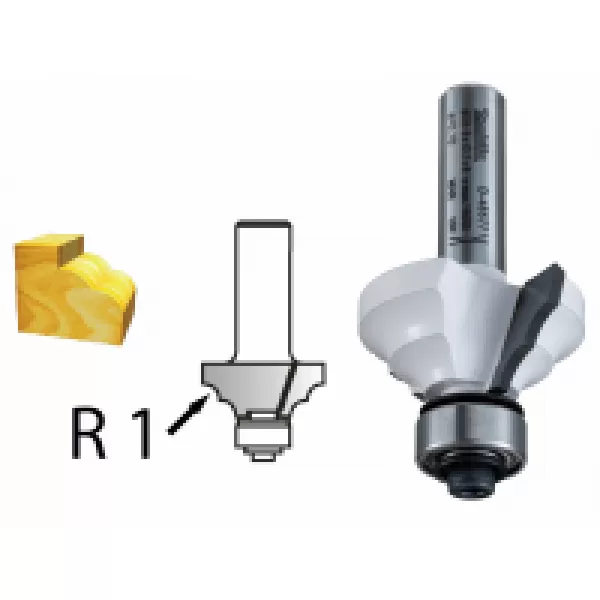 Zaoblovací fréza s ložiskem stopka 8 mm,28,6x12,7x51 mm R 4mm Makita D-48577