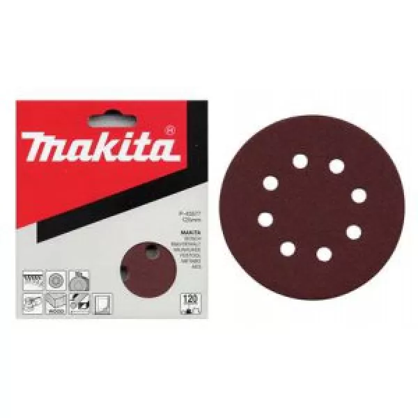 Papír brusný suchý zip 125mm 8 děr K180, 10ks Makita P-43583