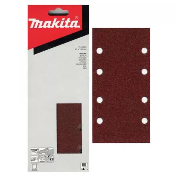 Papír brusný suchý zip 93x185mm 8 děr K180, 10ks Makita P-35916