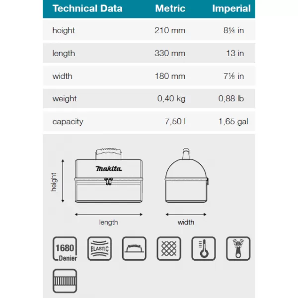 Termobrašna na jídlo 330x180x210mm Makita E-15584