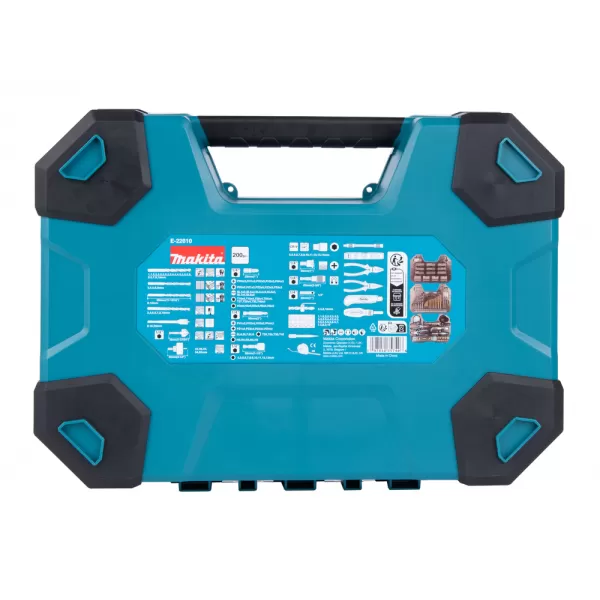 Sada vrtáků a příslušenství 200 ks v plastovém kufru Makita E-22610