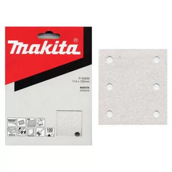 Papír brusný suchý zip 102x114mm 6 děr K100, 10ks Makita P-35835