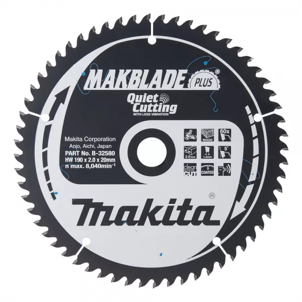 Kotouč pilový dřevo MAKBLADEplus 190x2x20mm 60Z Makita B-32580