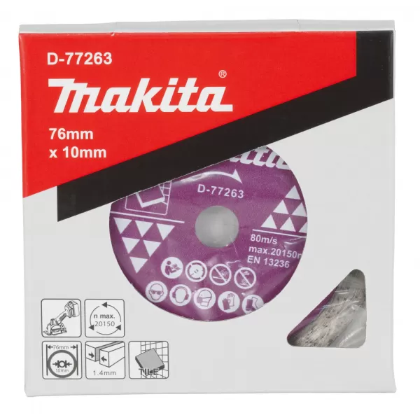 Kotouč řezný diamantový 76x1.4x10mm Makita D-77263
