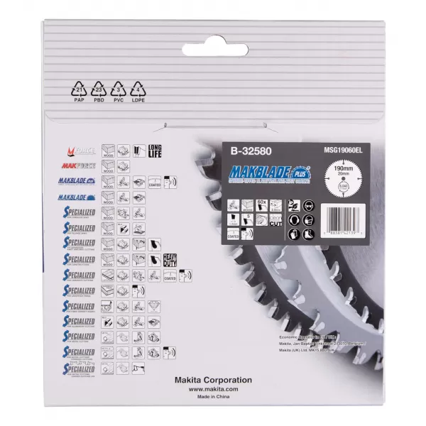 Kotouč pilový dřevo MAKBLADEplus 190x2x20mm 60Z Makita B-32580