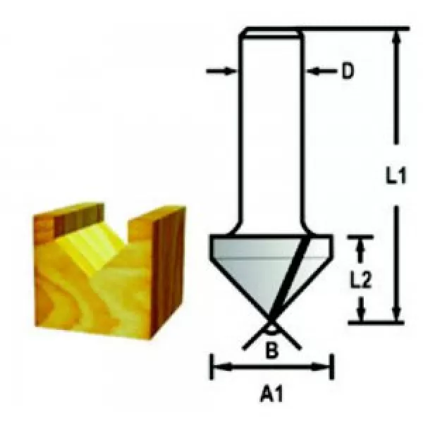 Drážkovací fréza tvaru V stopka 12 mm, 28,6x22,2x60 mm  Makita D-47955