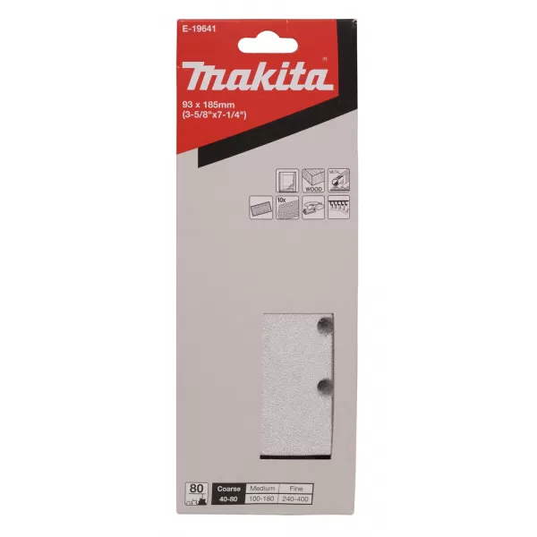 Papír brusný suchý zip 93x185mm 8 děr K80, 10ks Makita E-19641