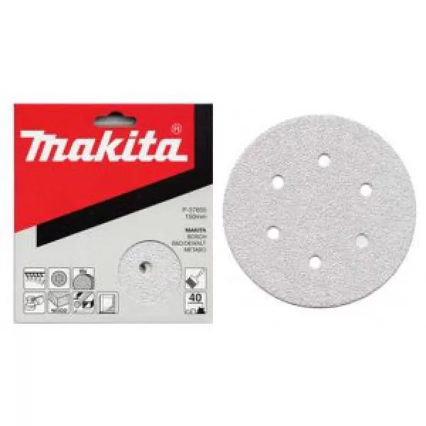 Papír brusný suchý zip 150mm 6 děr K60, 10ks Makita P-37661