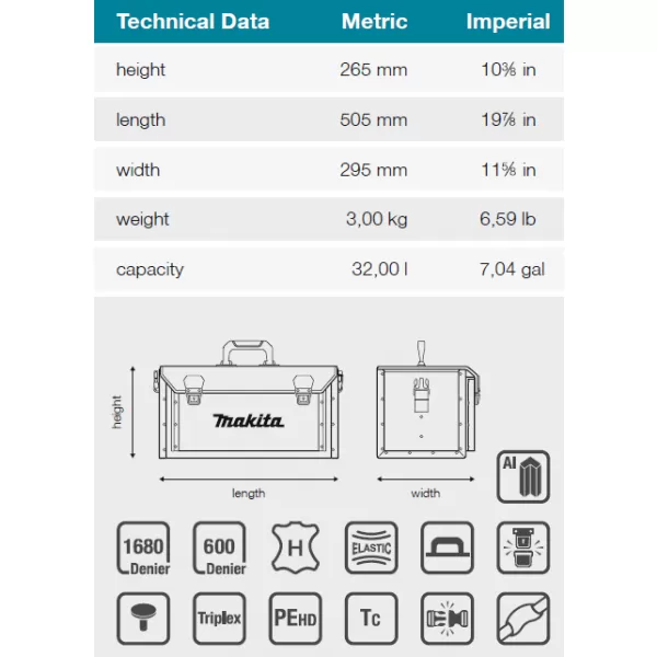 Brašna na nářadí 505x295x265mm Makita E-15394