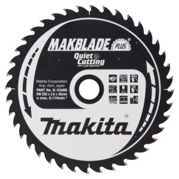 Kotouč pilový dřevo MAKBLADEplus 250x2.8x30mm 40Z Makita B-33489