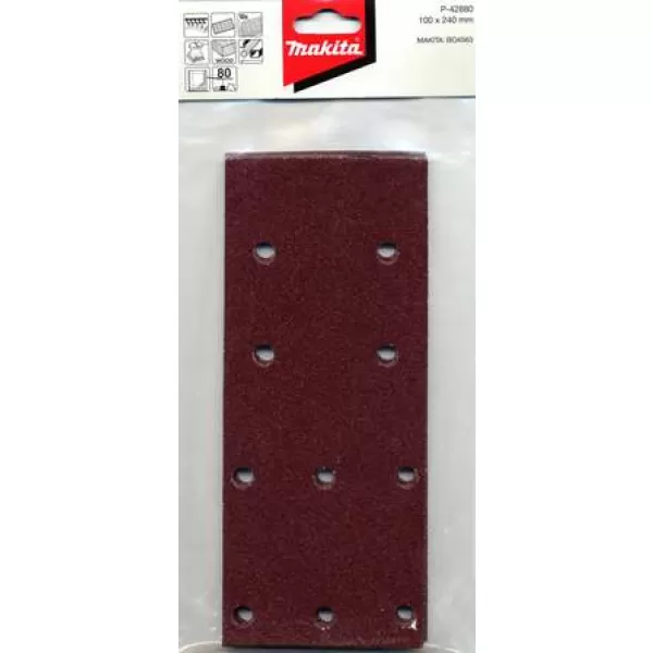Papír brusný suchý zip 100x240mm 10 děr K240, 10ks Makita P-42933