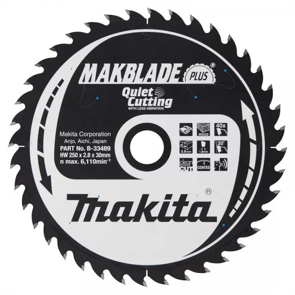 Kotouč pilový dřevo MAKBLADEplus 250x2.8x30mm 40Z Makita B-33489