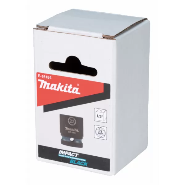 Klíč nástrčný 1/2", čtyřhran, IMPACT BLACK, 22mm Makita E-16184