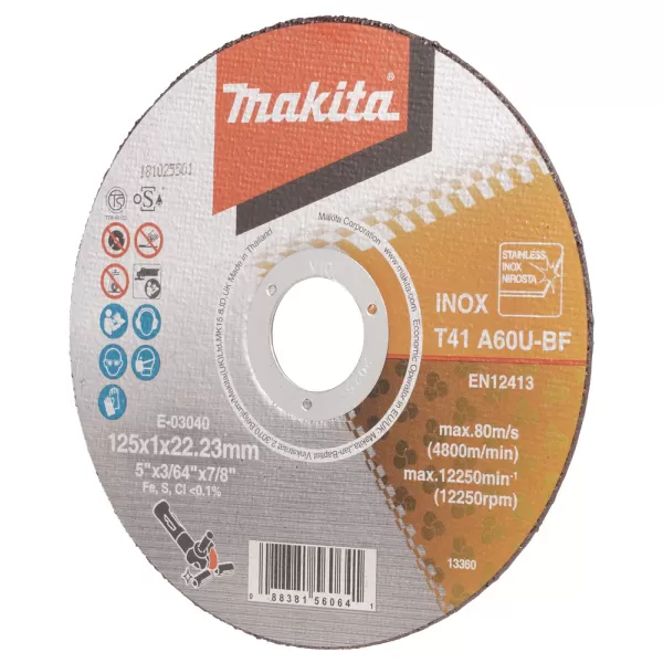 Kotouč řezný nerez 125x1.0x22.23mm A60U Makita E-03040