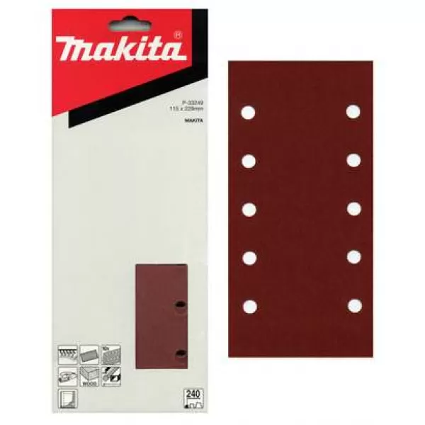 Papír brusný suchý zip 115x229mm 10 děr K40, 10ks Makita P-33174