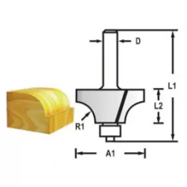 Zaoblovací fréza s ložiskem stopka 6 mm,25,4x13,5x56 mm R 6,35mm Makita D-48315