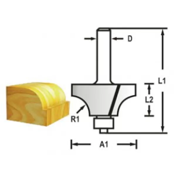 Zaoblovací fréza s ložiskem stopka 6 mm,25,4x13,5x56 mm R 6,35mm Makita D-48315