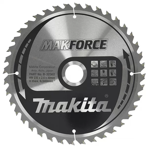 Kotouč pilový dřevo MAKFORCE 235x2.6x30mm 40Z Makita B-32362