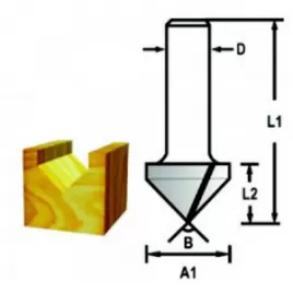Drážkovací fréza tvaru V stopka 12 mm, 15,9x12,7x51 mm Makita D-47927