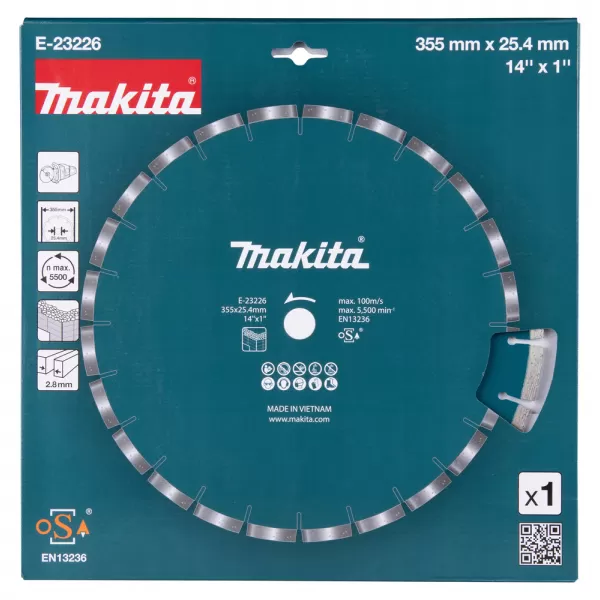 Kotouč řezný diamantový beton 355x2.8x25.4mm pro aku stroje Makita E-23226
