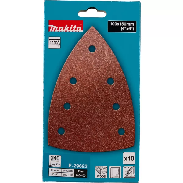 Papír brusný 100x150mm A240 10ks Makita E-29692