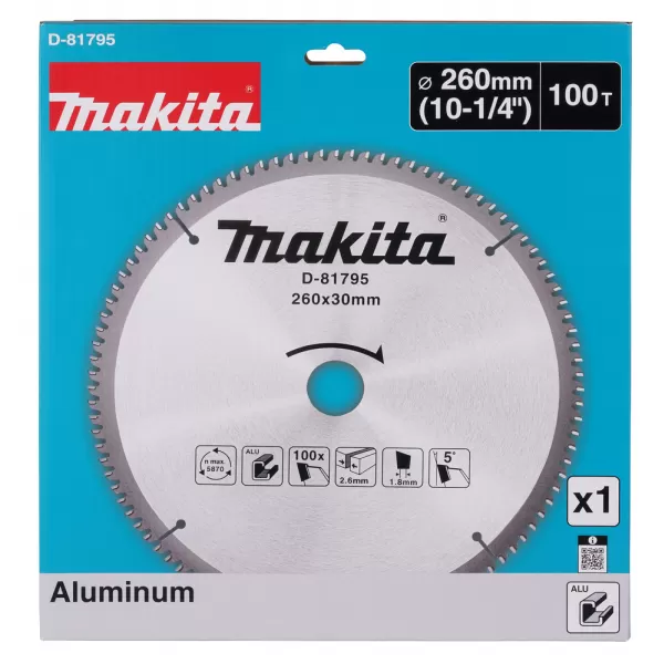 Kotouč pilový TCT hliník 260x30mm 100Z Makita D-81795