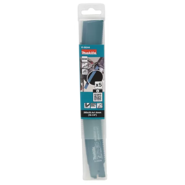 Makita Pilový list BiM 260x1.6mm, 8Z, 5ks special zahnutý JR003G