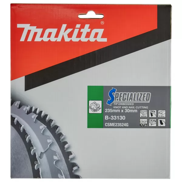 Kotouč pilový dřevo SPECIALIZED se zapuštěnými zuby 235x2.3x30mm 24Z Makita B-33130
